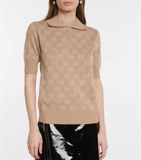 gucci gg lame|Lamé GG jacquard polo shirt in beige .